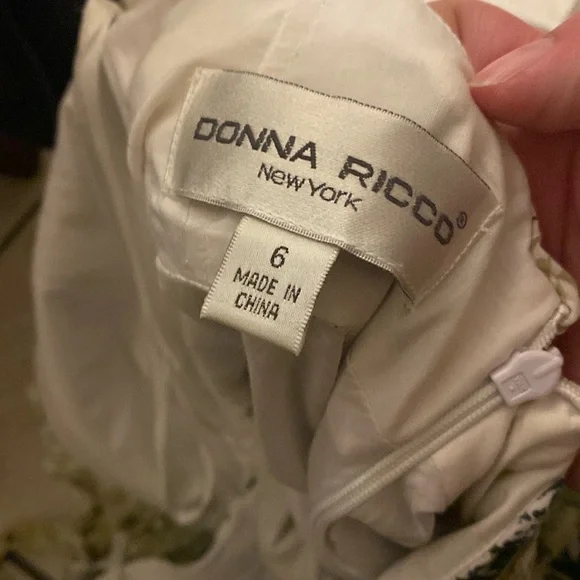 Donna Ricco Green and White High Low Sundress - Picture 2 of 3